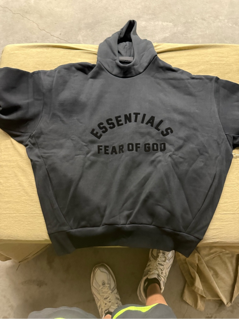 Essentials Jet Black Fleece Hoodie size L